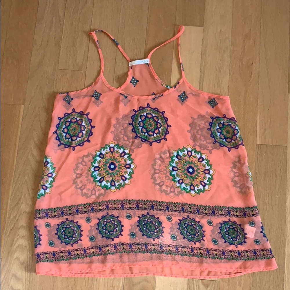 P.O.P. Mandala Sheer orange tank top